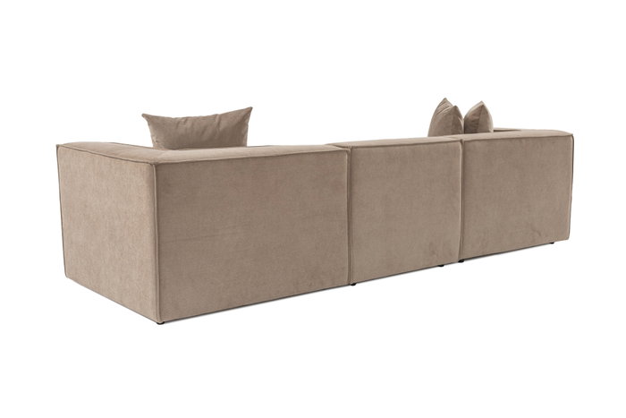 Atelier Del Sofa Sofá Sora 3 de 3 Plazas, Color Cappuccino, Tela 100% Lino, 270 cm Ancho